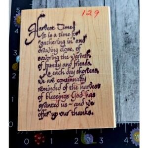 Harvest Time Gathering Thanks Rubber Stamp Wood #B20